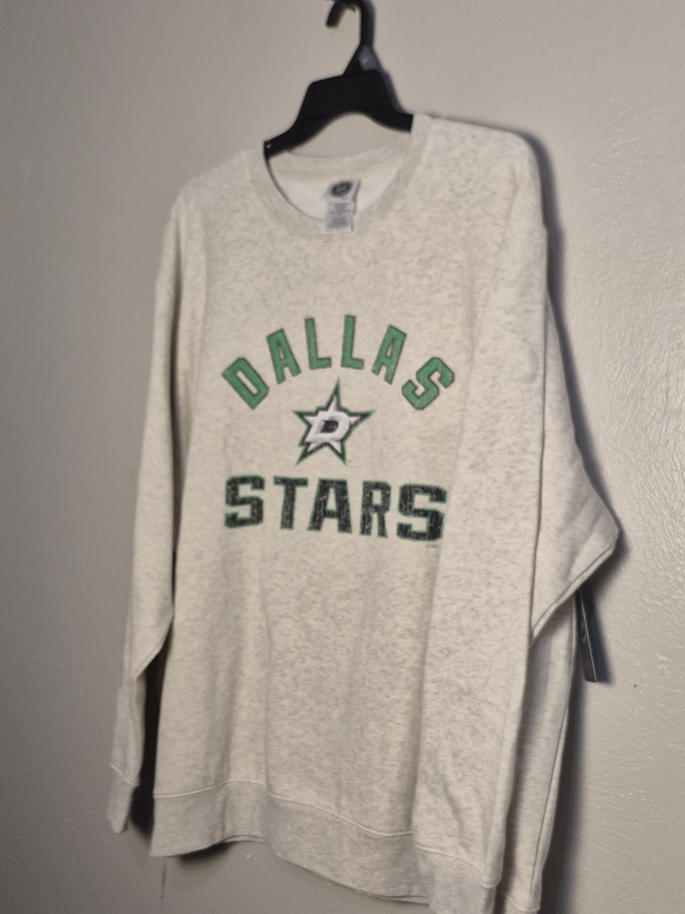 NHL Dallas Stars White Crewneck Sweater with Green Logo